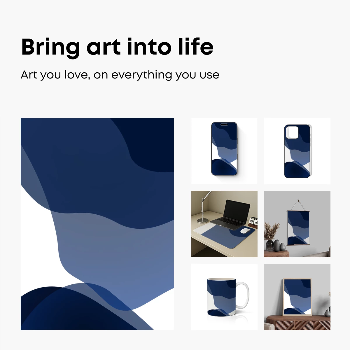 Fluid Blue Elegance: Abstract Waves in Harmony - Image 2