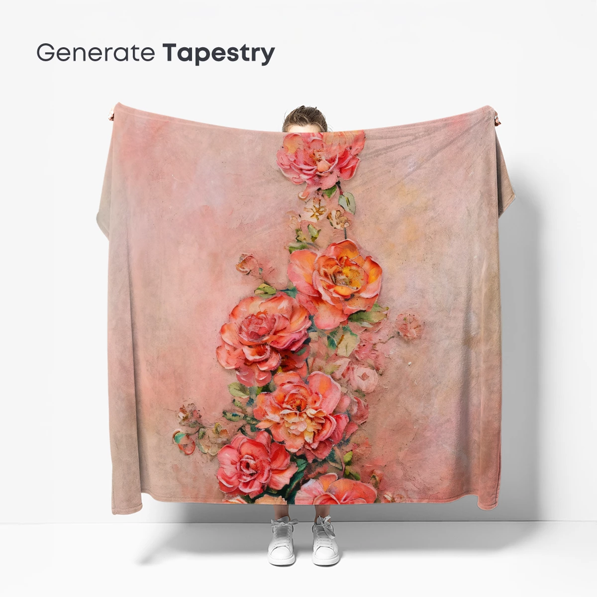 Blush Rose Cascade: Impressionist Floral Elegance - Image 5