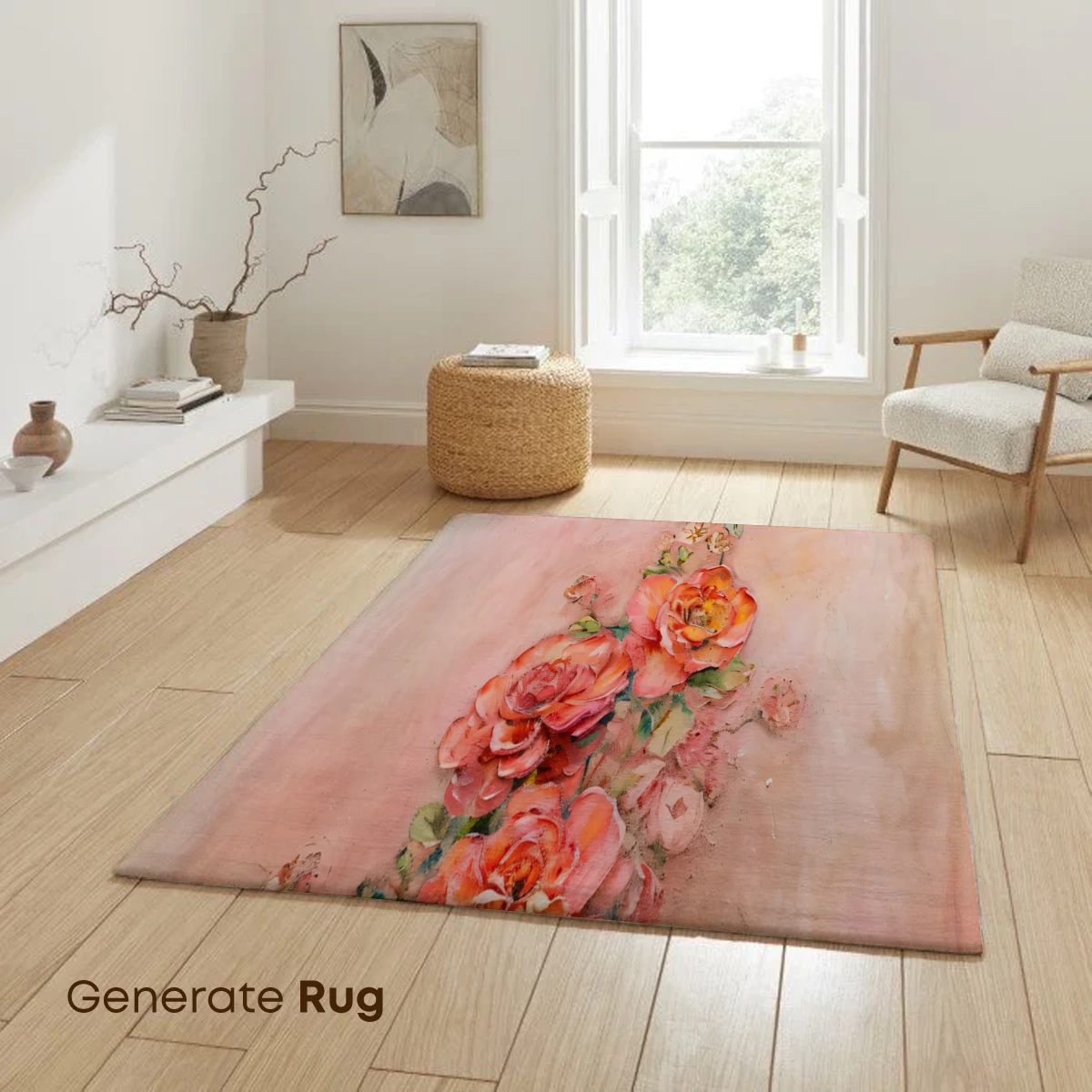 Blush Rose Cascade: Impressionist Floral Elegance - Image 6