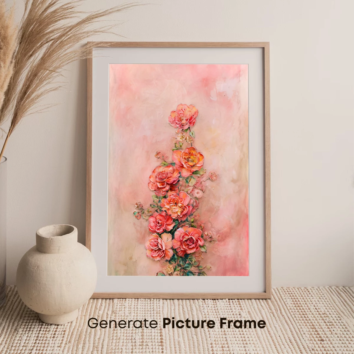 Blush Rose Cascade: Impressionist Floral Elegance - Image 7