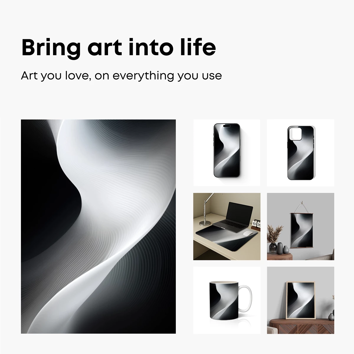 Elegant Monochrome Waves: A Dance of Light and Shadow - Image 2