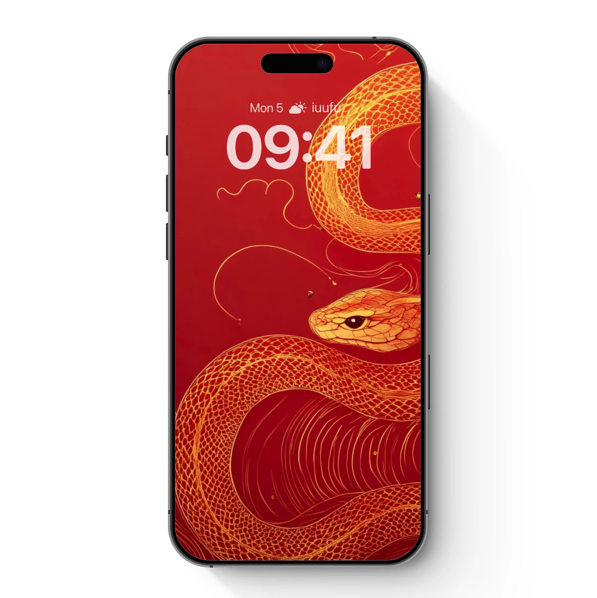 Golden Serpent in Crimson Depths: Mystical Line Art Golden Serpent in Crimson Depths: Mystical Line Art