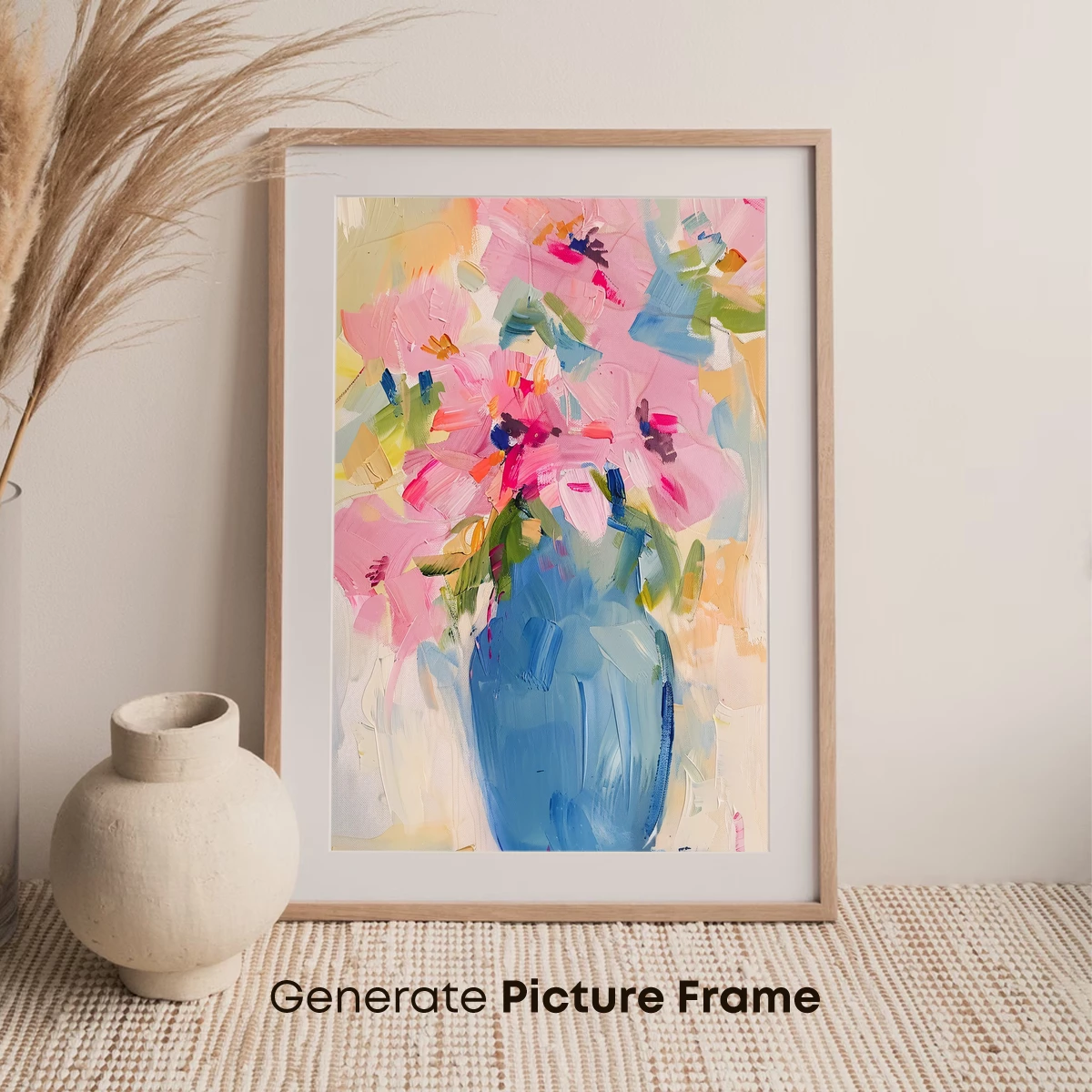 Abstract Floral Symphony in Blue Vase - Image 7