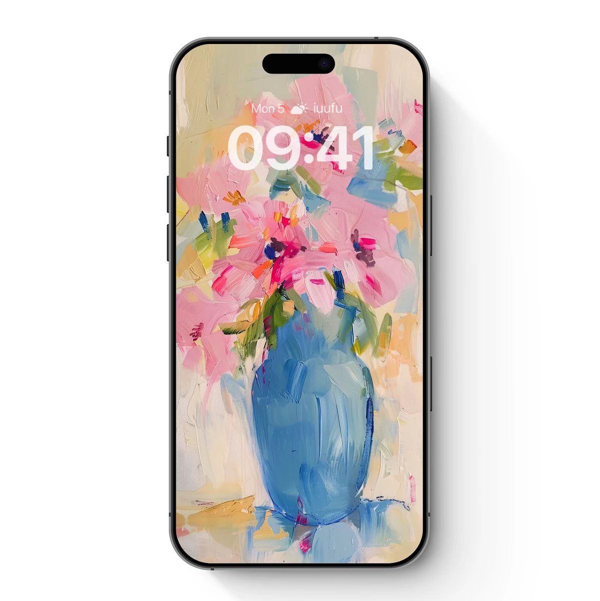 Abstract Floral Symphony in Blue Vase