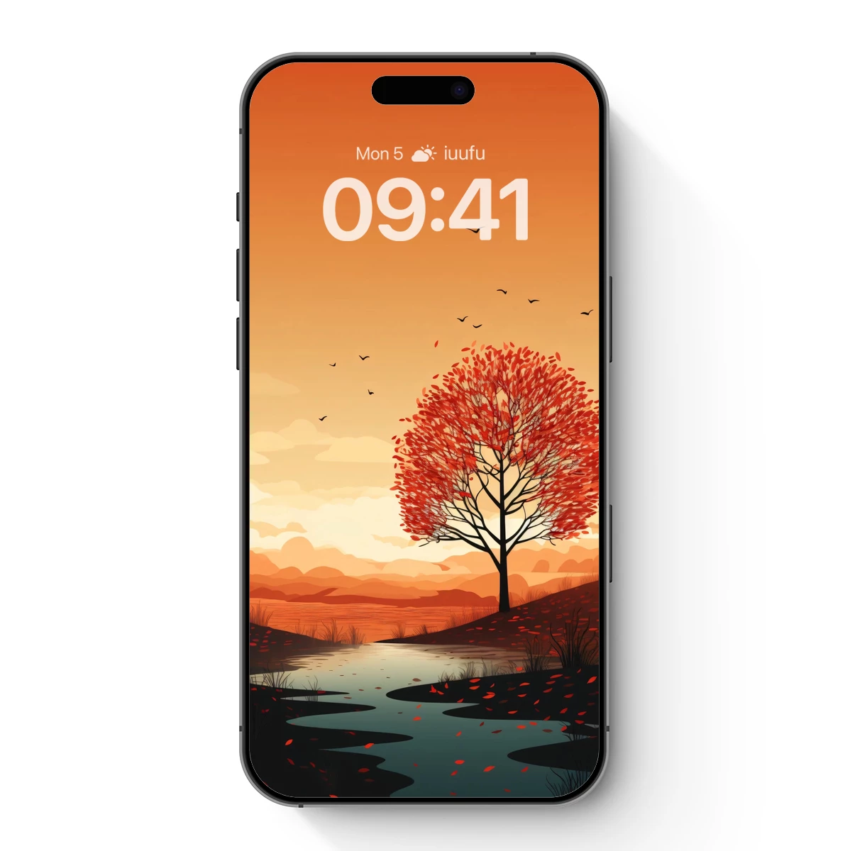 Autumn Solitude: A Blaze of Red Leaves