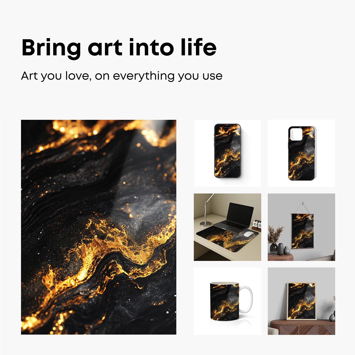 Golden Veins in Midnight Depths - Image 2