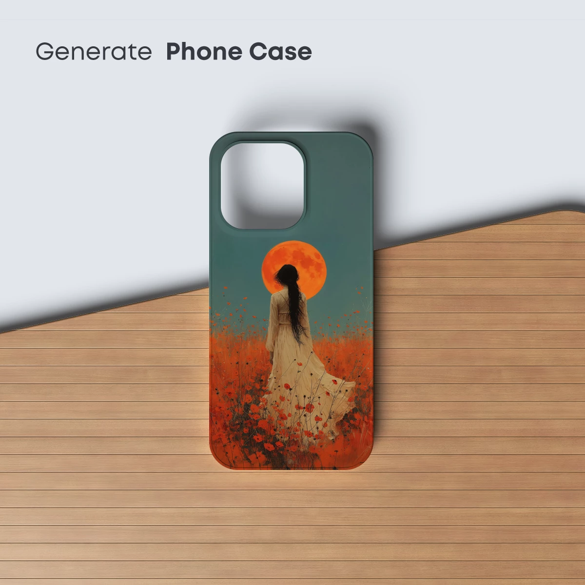 Eternal Moonlit Solitude: A Woman in a Floral Dream - Image 3