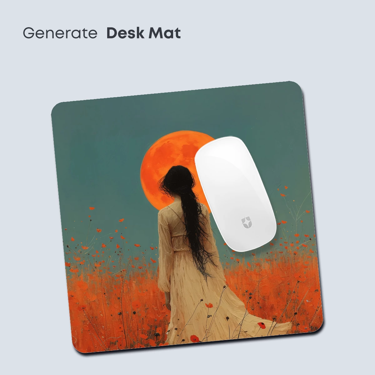 Eternal Moonlit Solitude: A Woman in a Floral Dream - Image 4