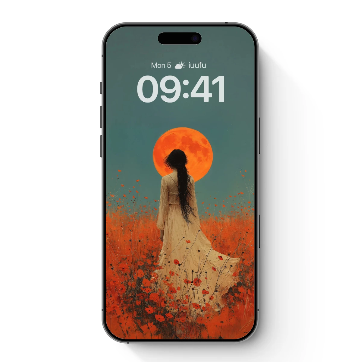 Eternal Moonlit Solitude: A Woman in a Floral Dream