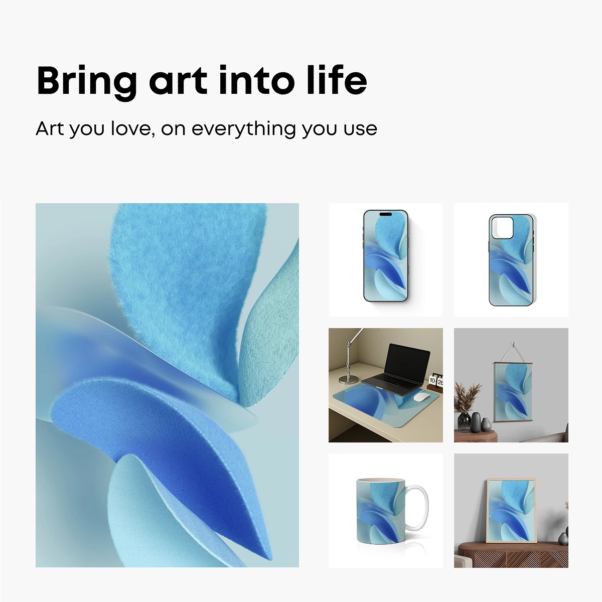 Ethereal Blue Petals: A Textured Symphony - Image 2