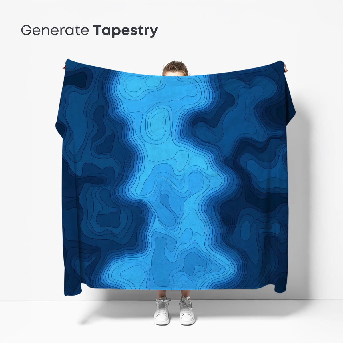 Blue Topographic Waves: Abstract Depth - Image 5