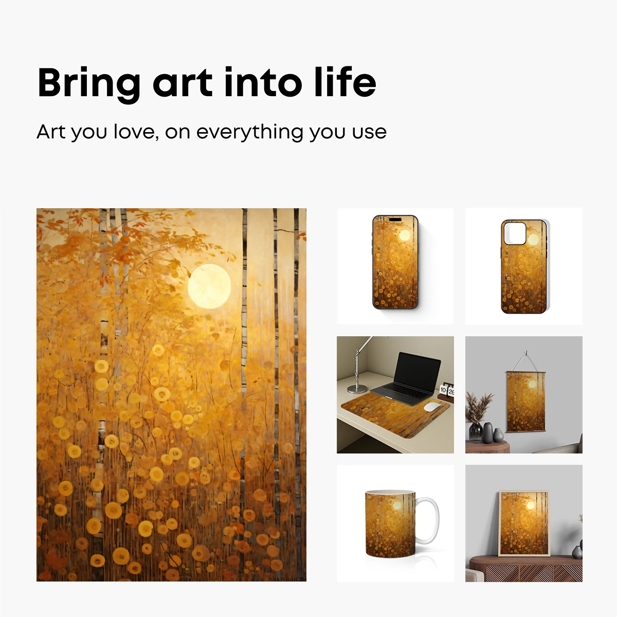 Golden Moonlit Forest: A Symphony of Circles - Image 2
