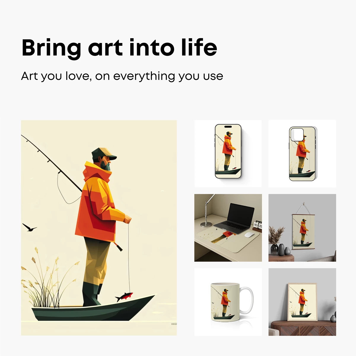 Geometric Fisherman: Modern Artistry on Water - Image 2
