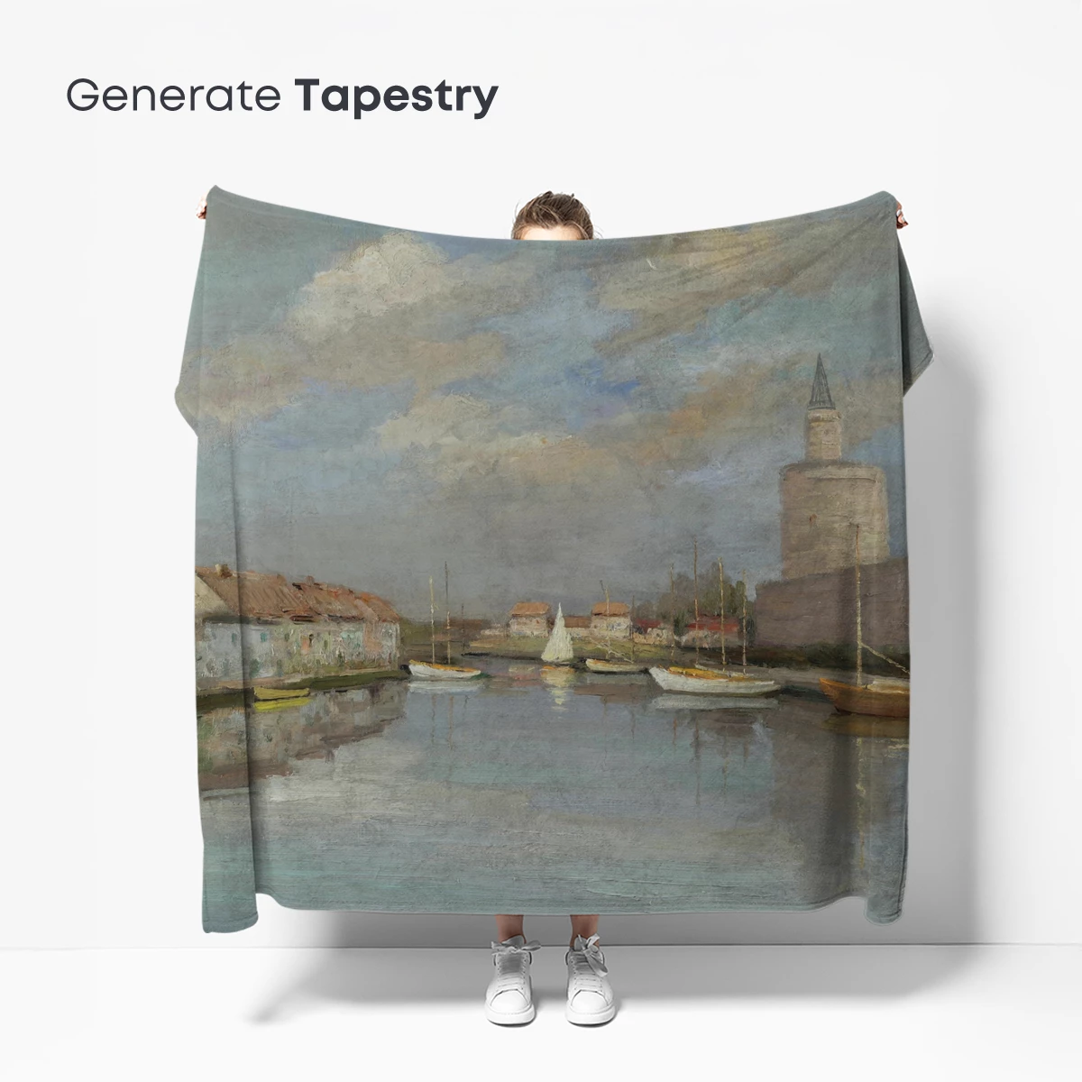 Harbor Serenity: Impressionist Boats at Dawn - Image 5