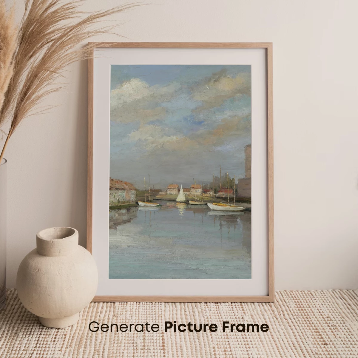 Harbor Serenity: Impressionist Boats at Dawn - Image 7