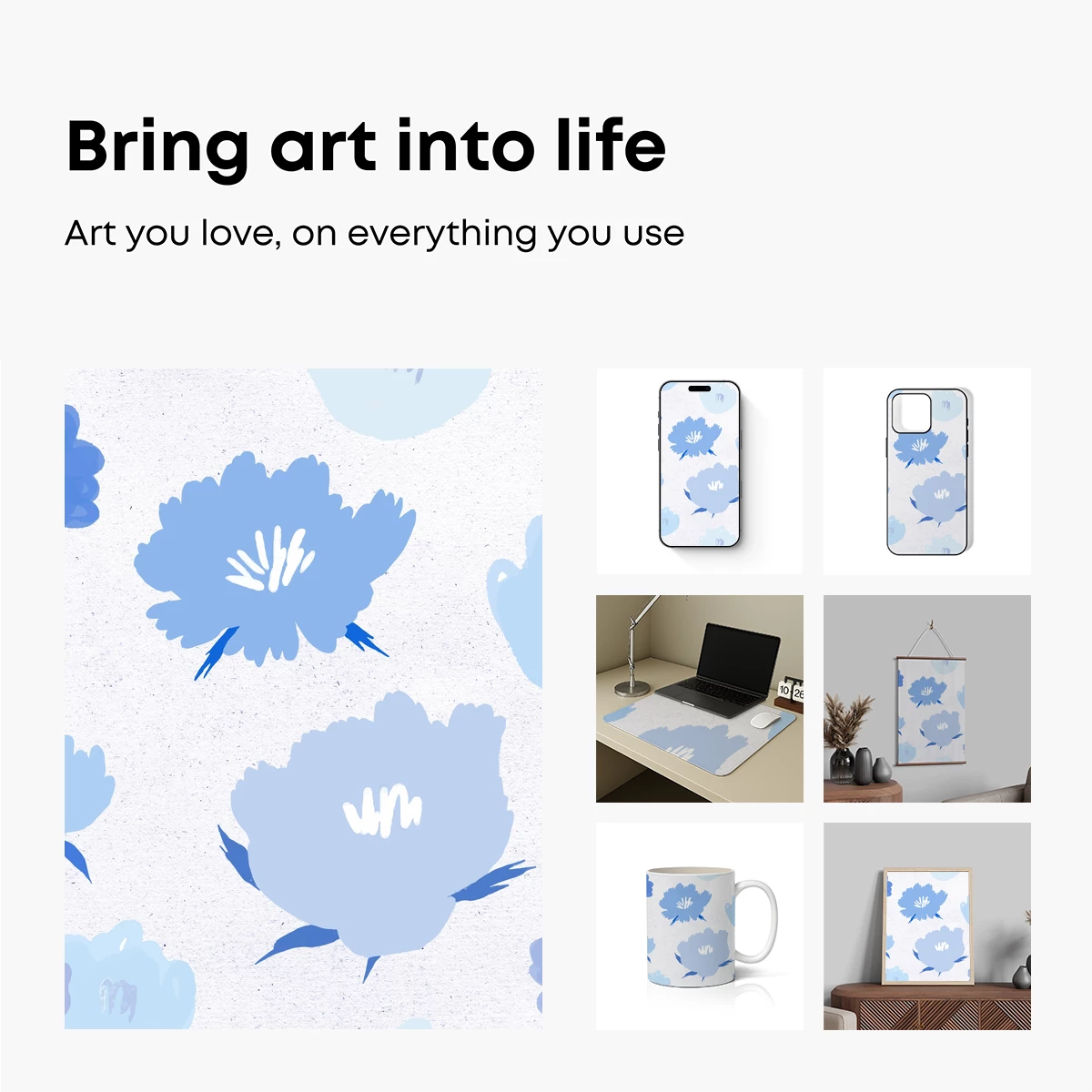 Blue Blossom Elegance: Abstract Floral Artistry - Image 2