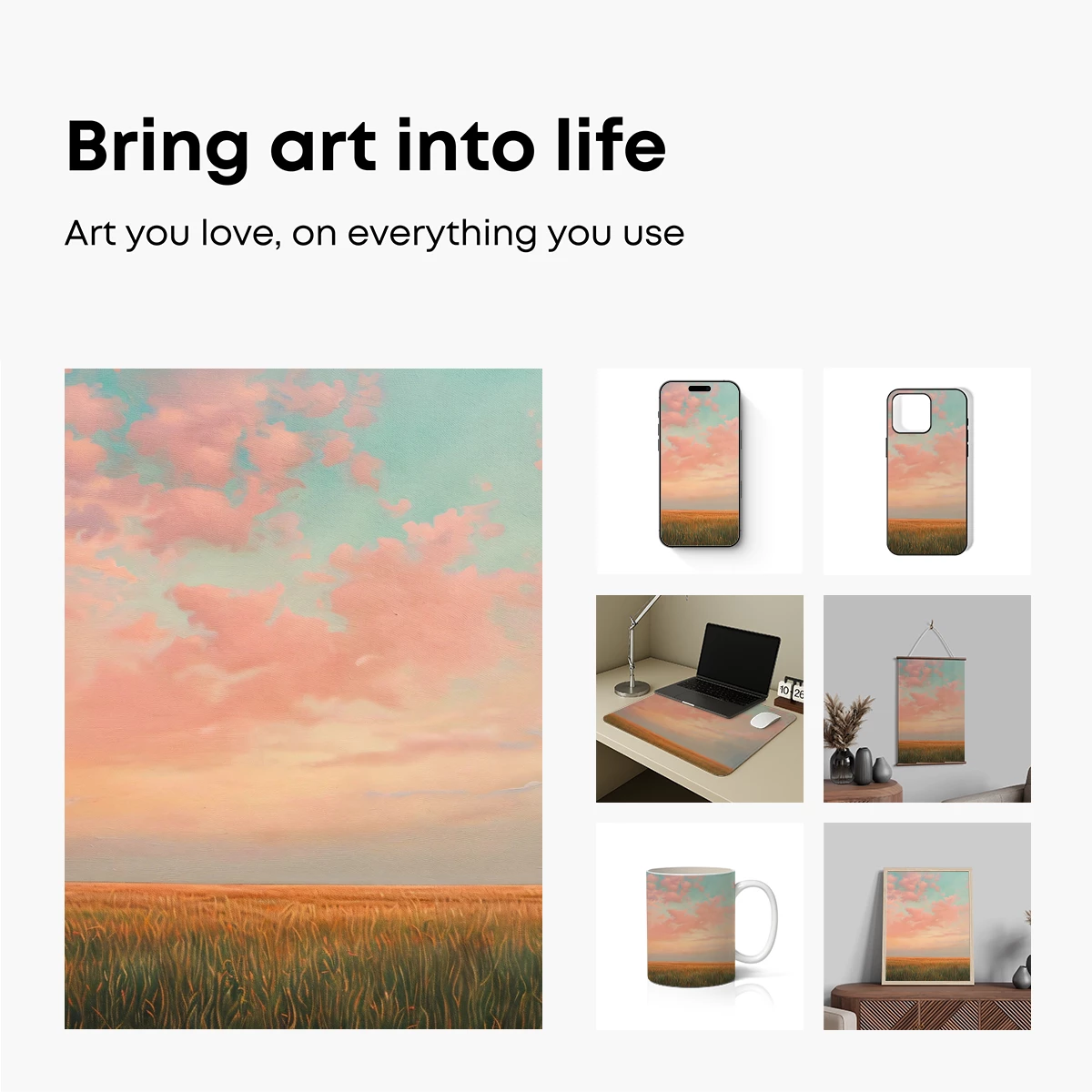 Golden Fields Under a Blush Sky - Image 2