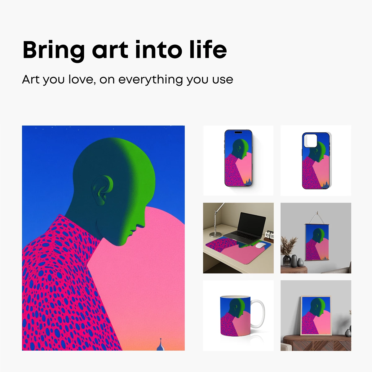 Geometric Dreamer: Futuristic Profile in Neon Hues - Image 2