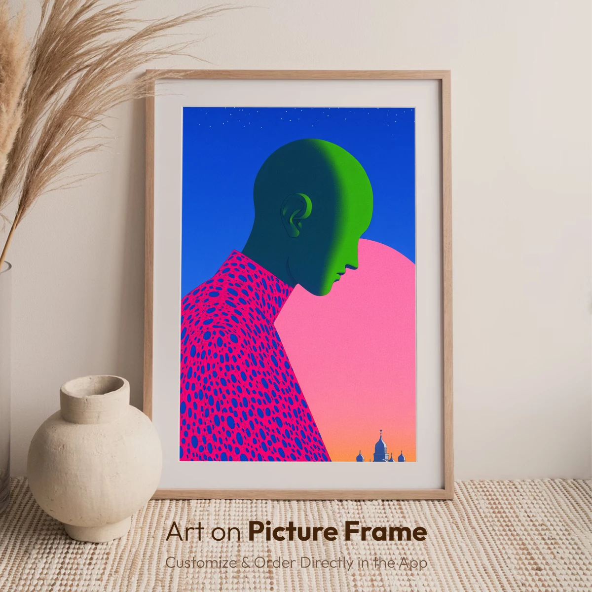 Geometric Dreamer: Futuristic Profile in Neon Hues - Image 7