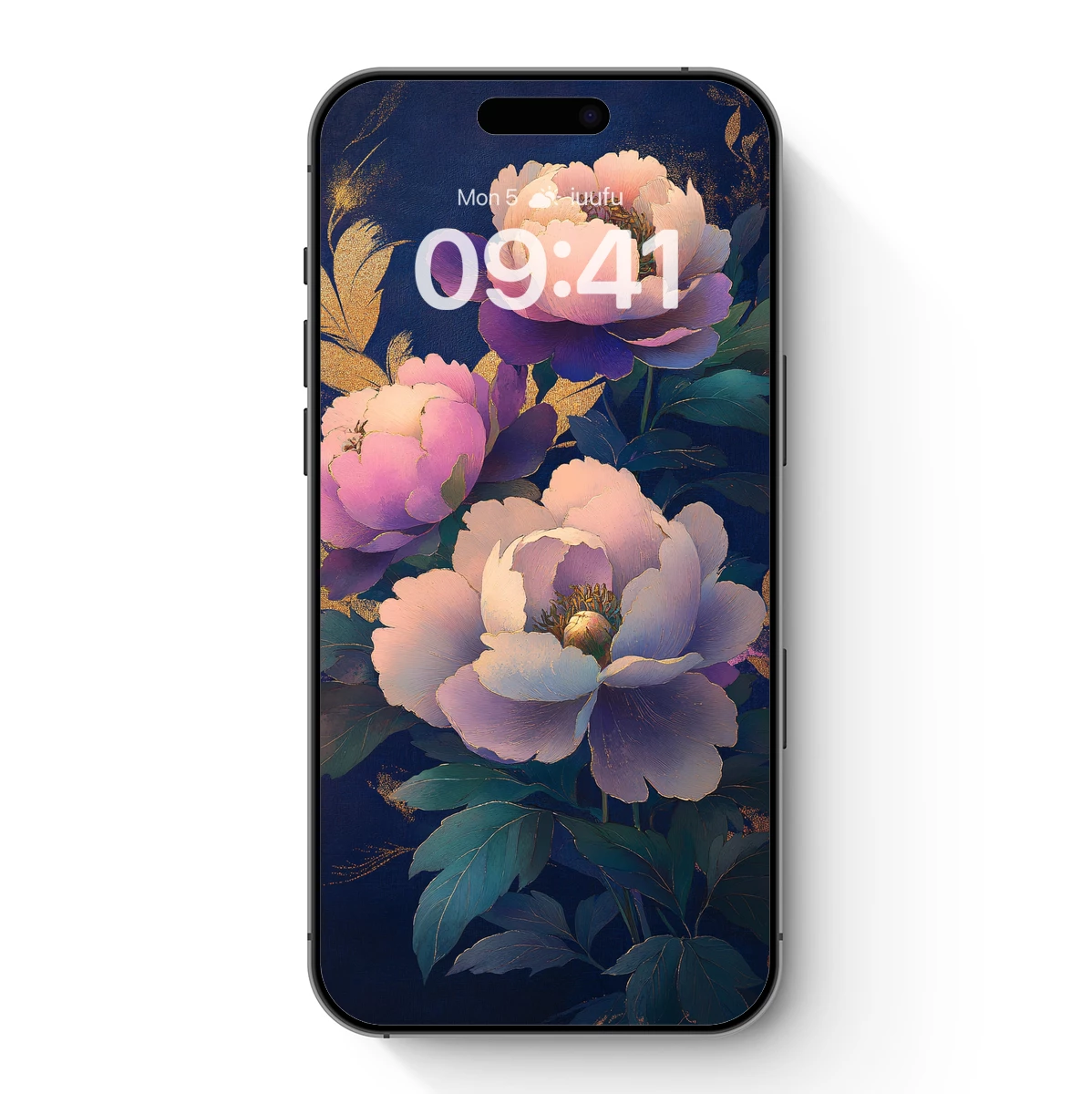 Elegant Peony Elegy: Golden Midnight Bloom