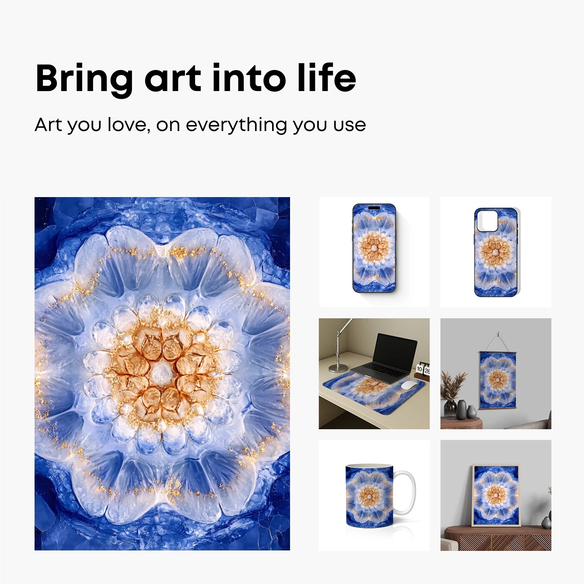 Glacial Bloom: Ethereal Flower in Ice Blue - Image 2