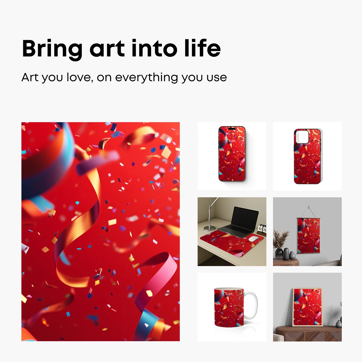 Confetti Carnival: Festive Ribbons in Scarlet - Image 2