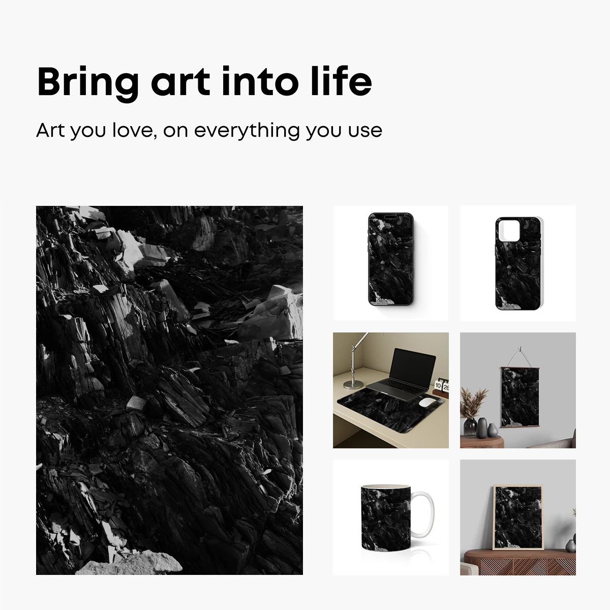 Monochrome Rock Symphony: Textured Layers of Nature's Art - Image 2