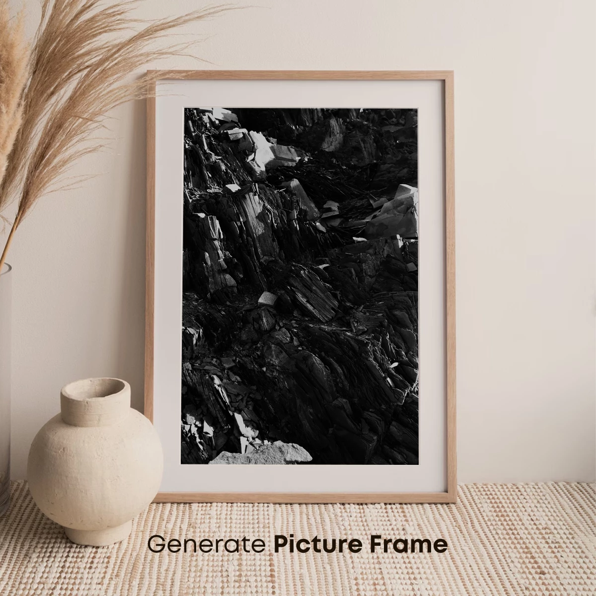 Monochrome Rock Symphony: Textured Layers of Nature's Art - Image 7
