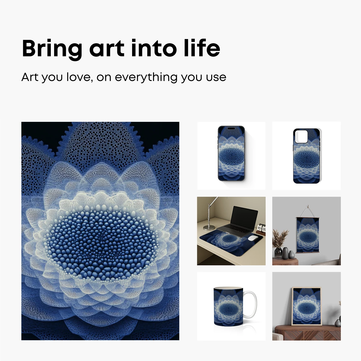 Fractal Lotus Bloom: Digital Artistry in Blue - Image 2