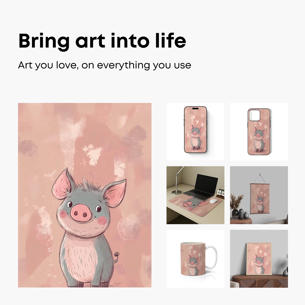 Charming Piglet in Pastel Dreams - Image 2