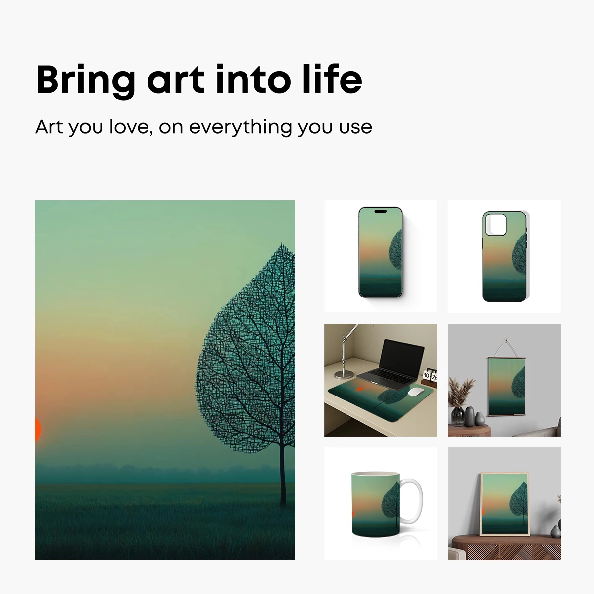 Leaf-Shaped Tree at Sunset: A Surreal Silhouette Leaf-Shaped Tree at Sunset: A Surreal Silhouette