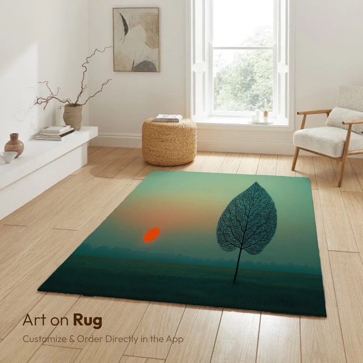 Leaf-Shaped Tree at Sunset: A Surreal Silhouette - Image 5