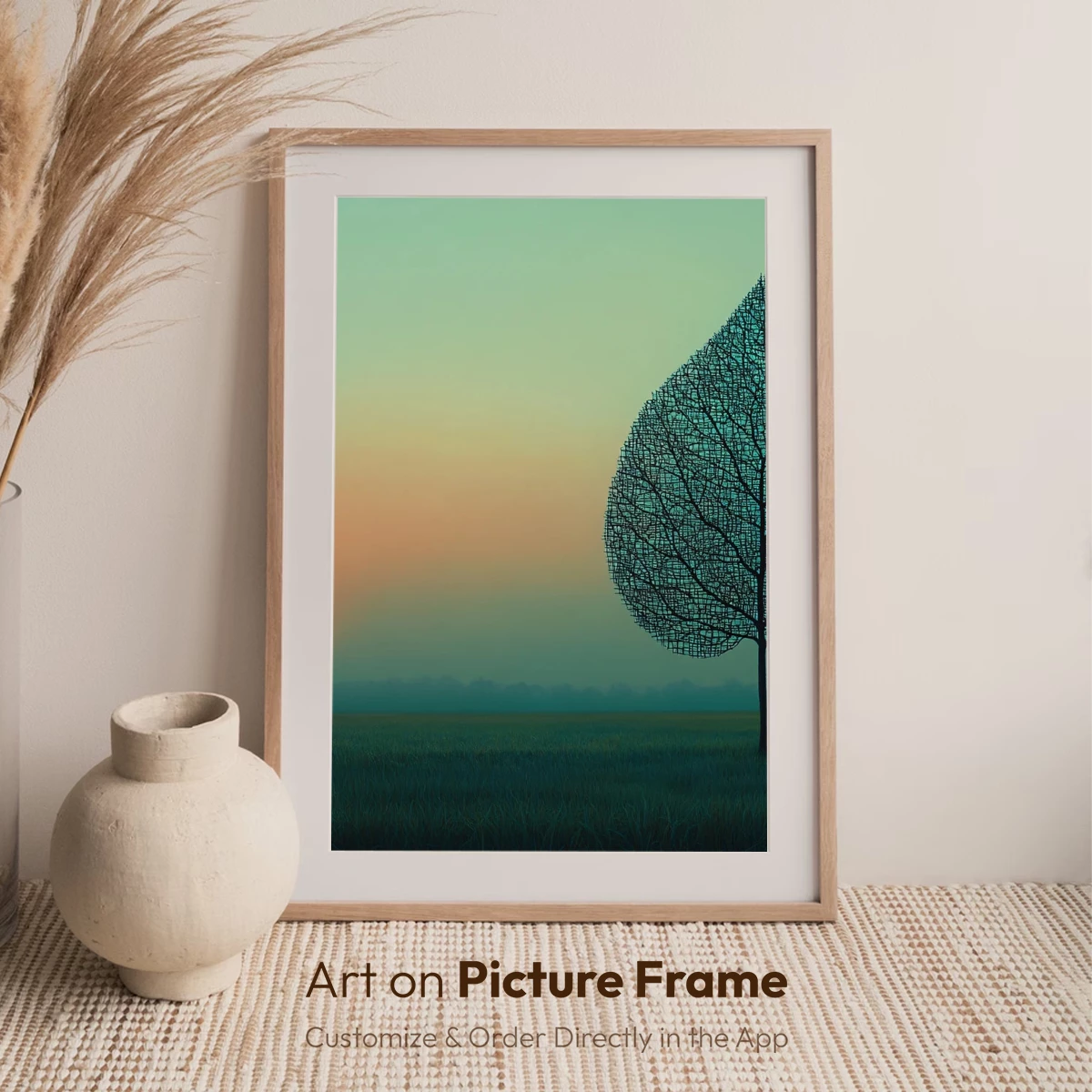 Leaf-Shaped Tree at Sunset: A Surreal Silhouette - Image 6