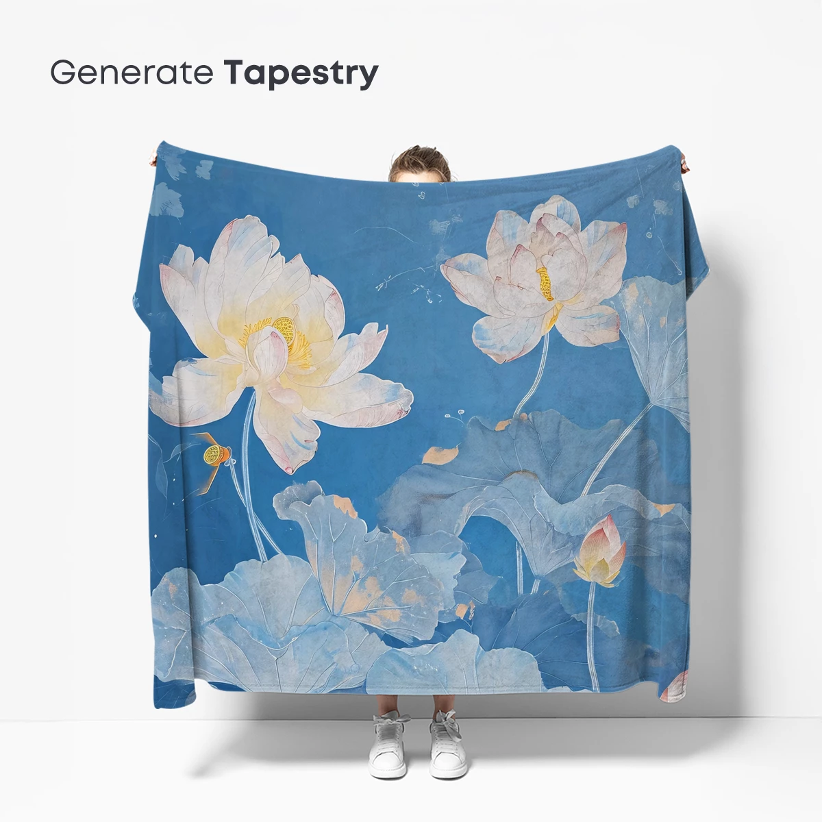 Ethereal Lotus Serenity: Watercolor Blossoms in Blue - Image 5