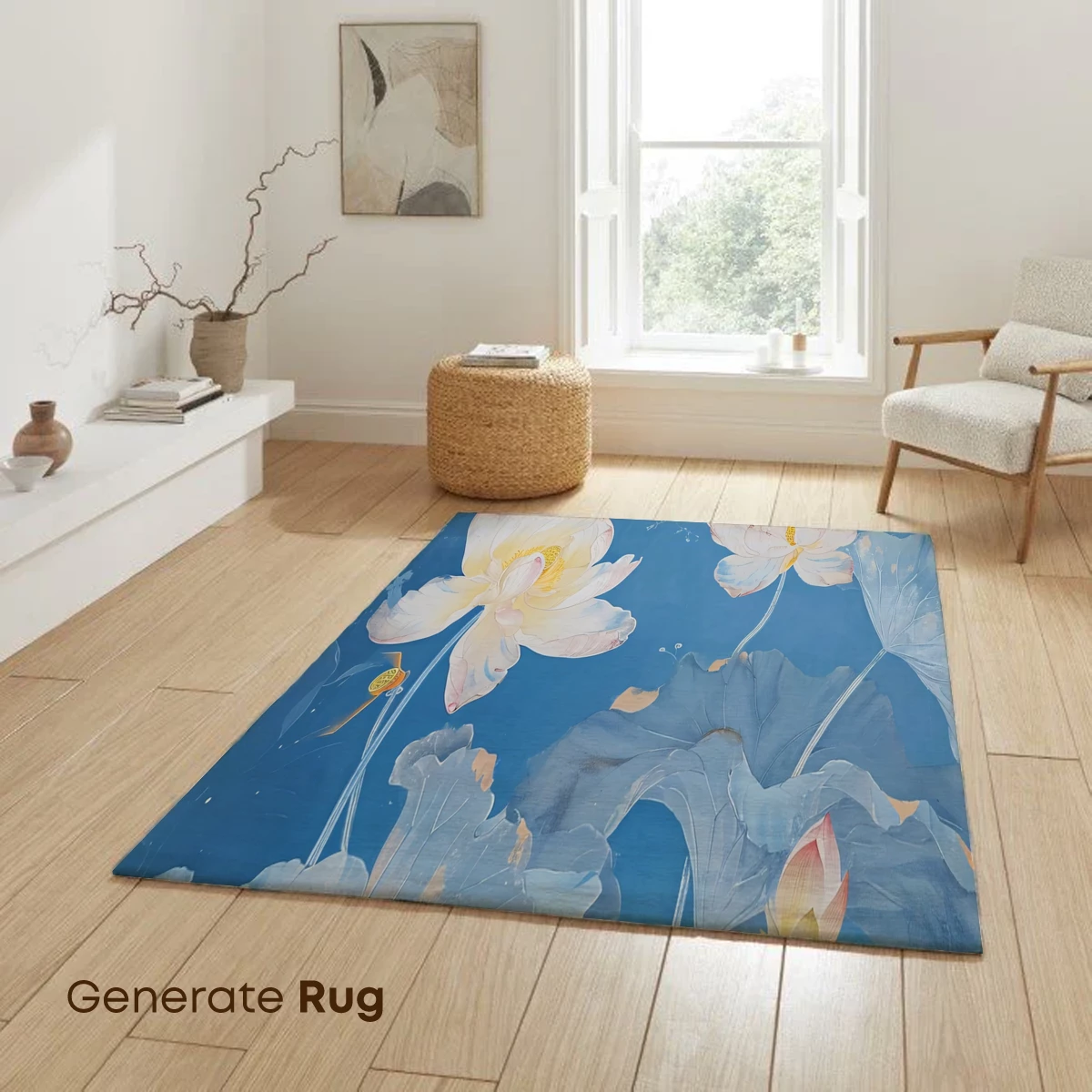 Ethereal Lotus Serenity: Watercolor Blossoms in Blue - Image 6