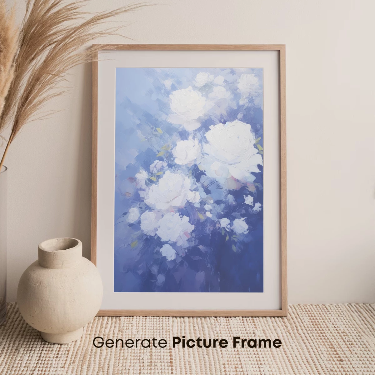 Ethereal White Roses in Blue Hues - Image 7