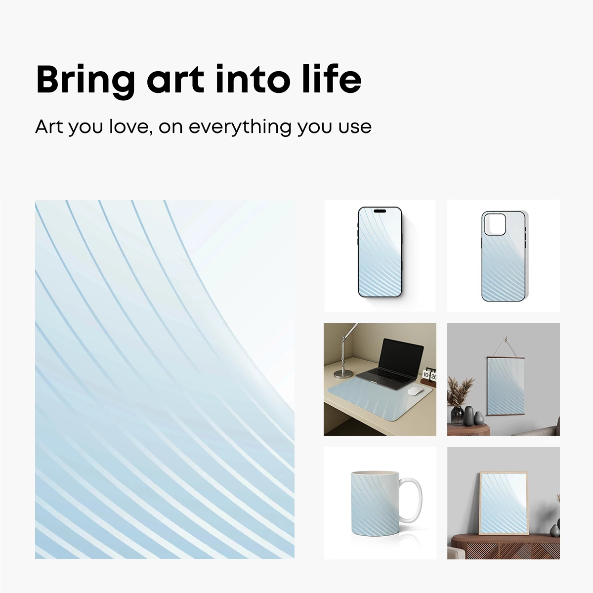 Diagonal Serenity: Abstract Stripes in Soft Blue - Image 2