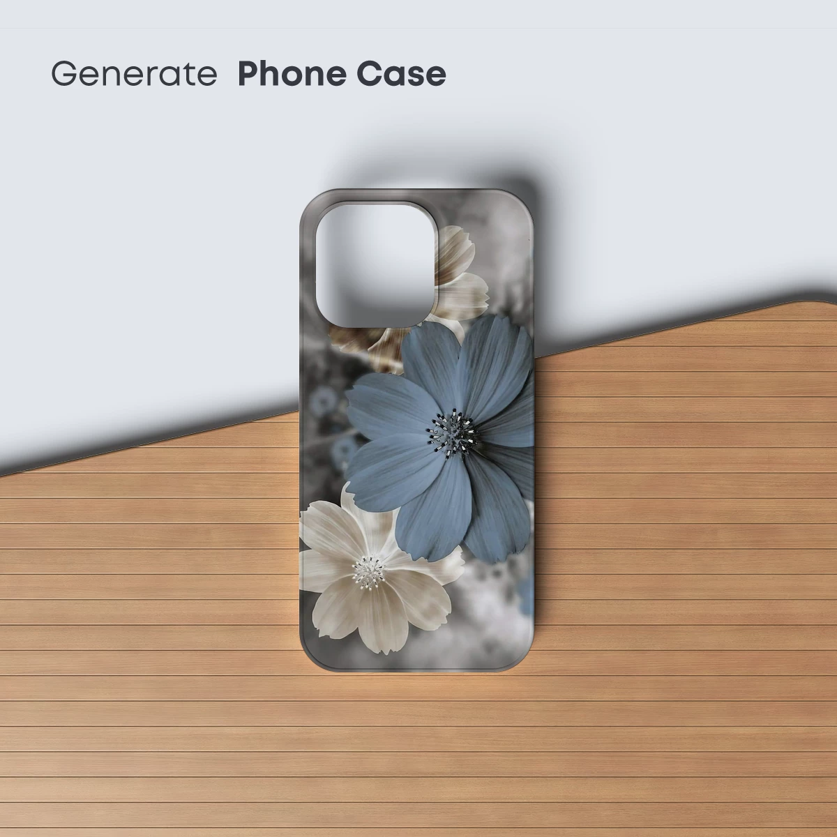 Ethereal Floral Symphony in Blue and Cream - Image 3
