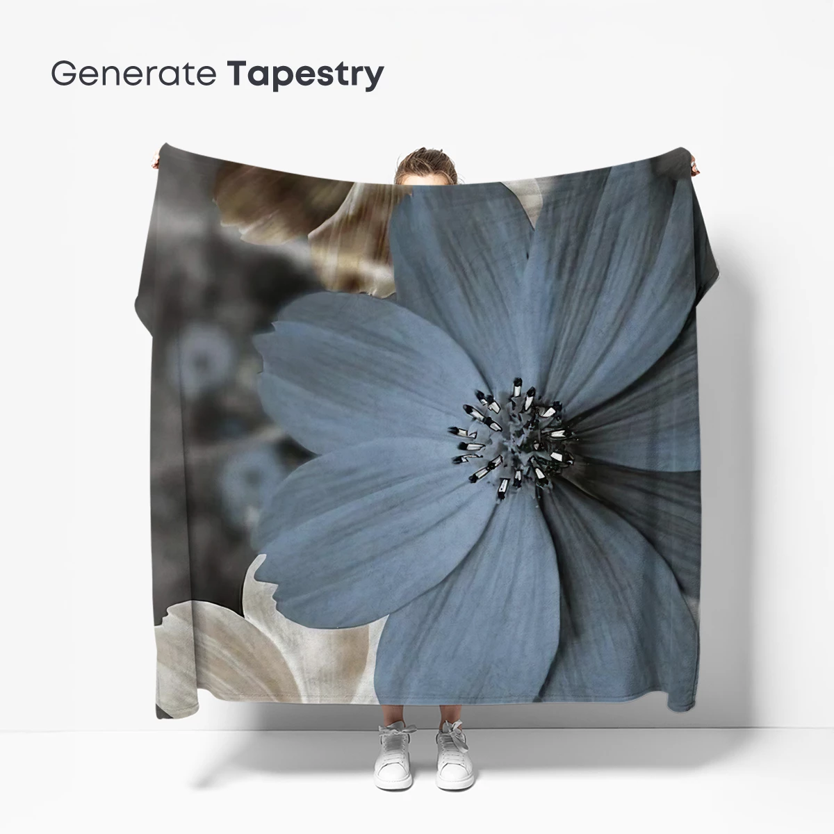Ethereal Floral Symphony in Blue and Cream - Image 5