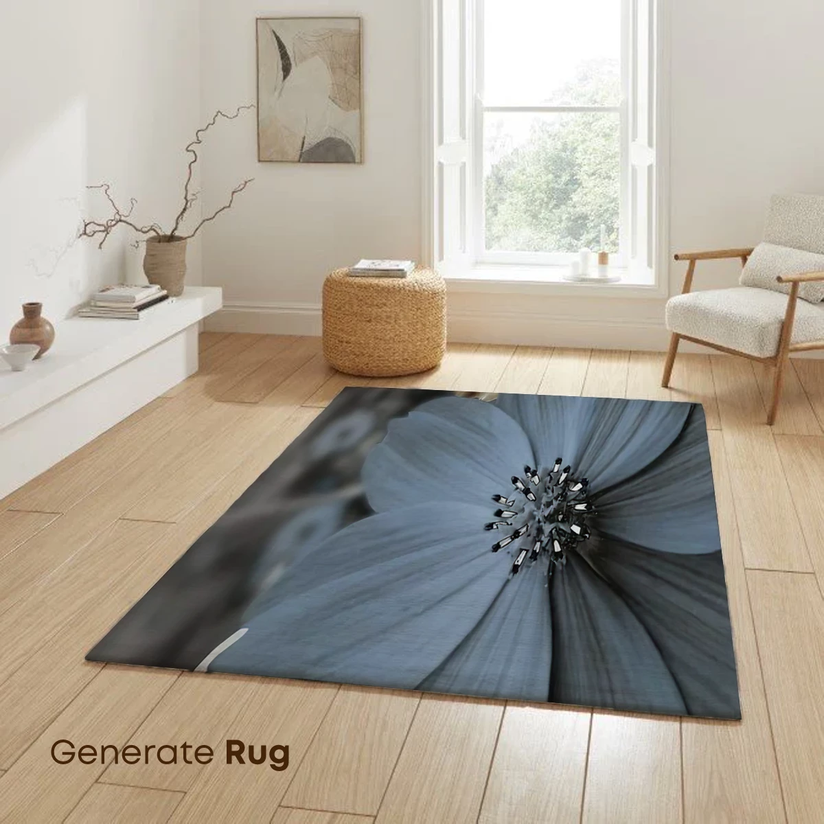 Ethereal Floral Symphony in Blue and Cream - Image 6