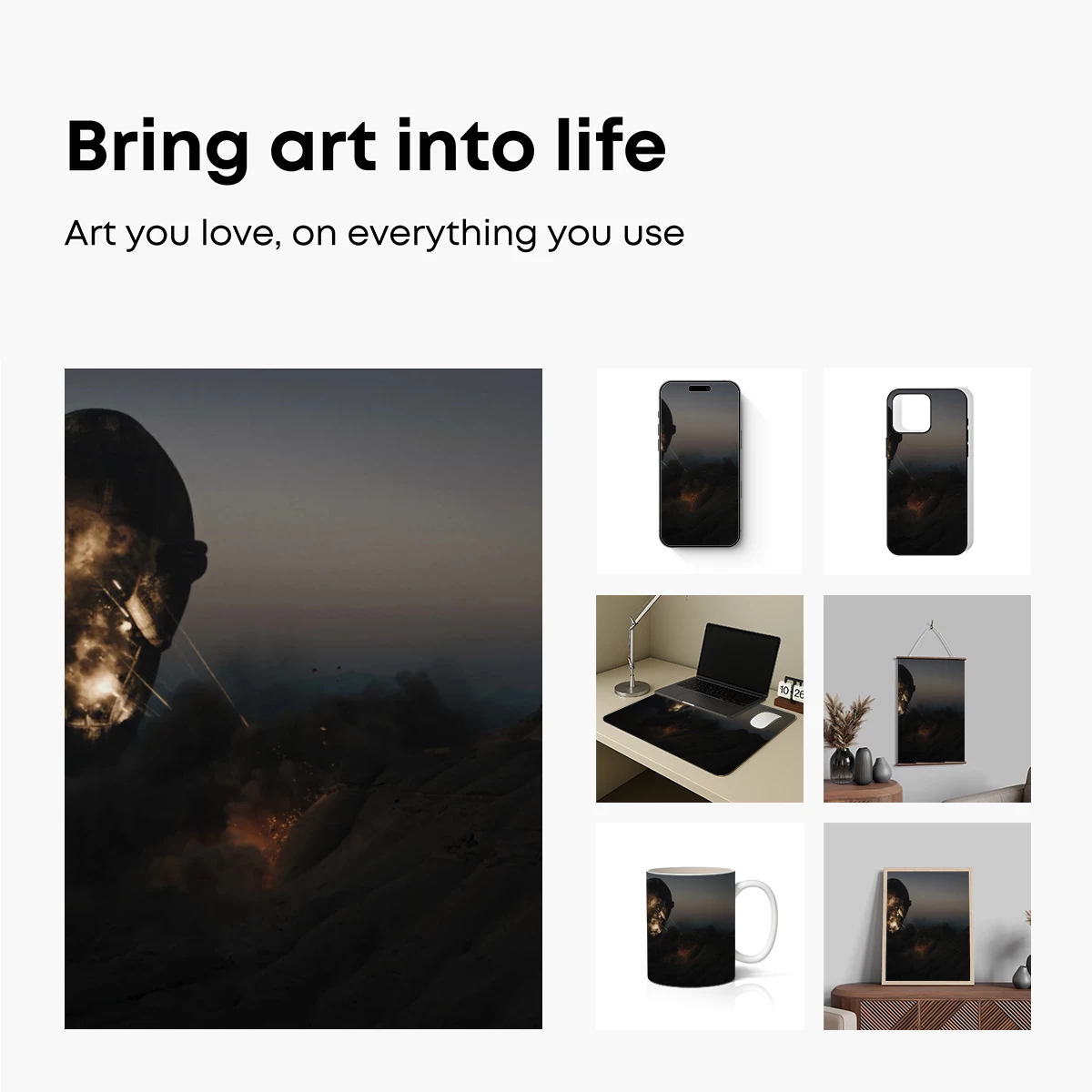 Ethereal Desert Dream: Floating Face in Flames - Image 2