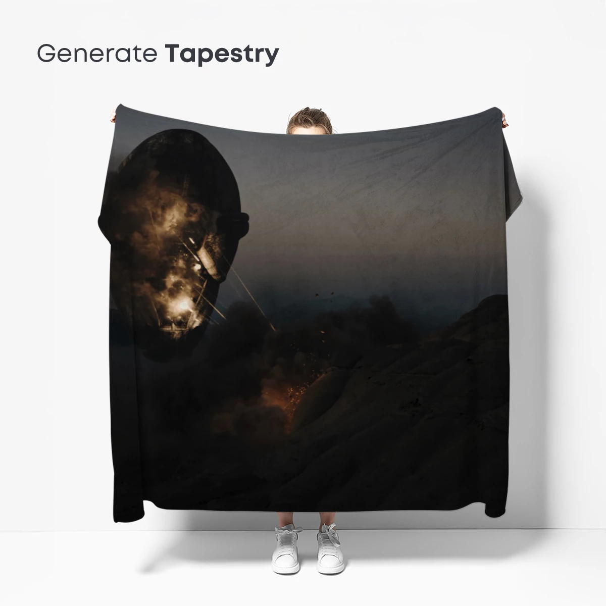 Ethereal Desert Dream: Floating Face in Flames - Image 5