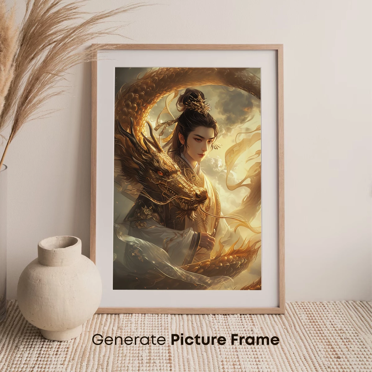 Eternal Dragon Embrace: Mythic Warrior in Golden Serpent's Coil - Image 7