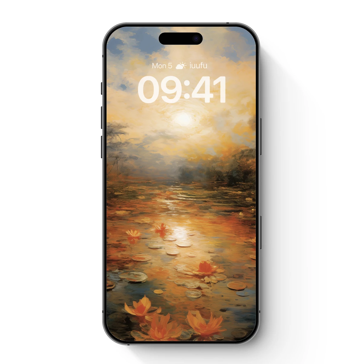 Golden Lotus Sunset: Impressionist Water Reflections