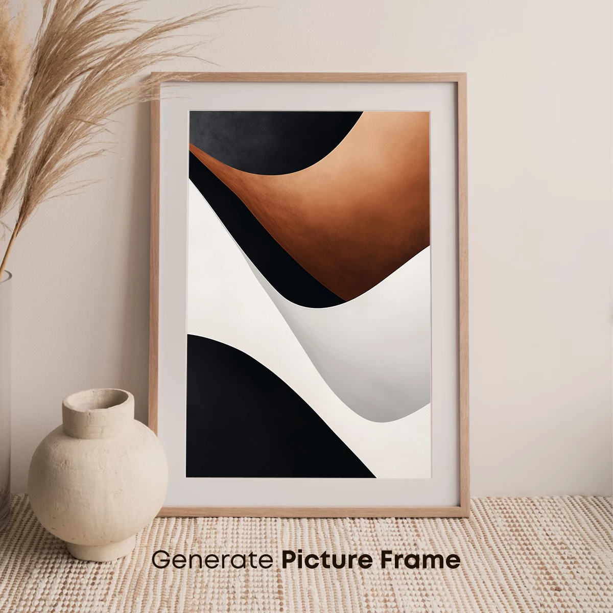 Abstract Flow: Copper, White, and Black Harmony - Image 7
