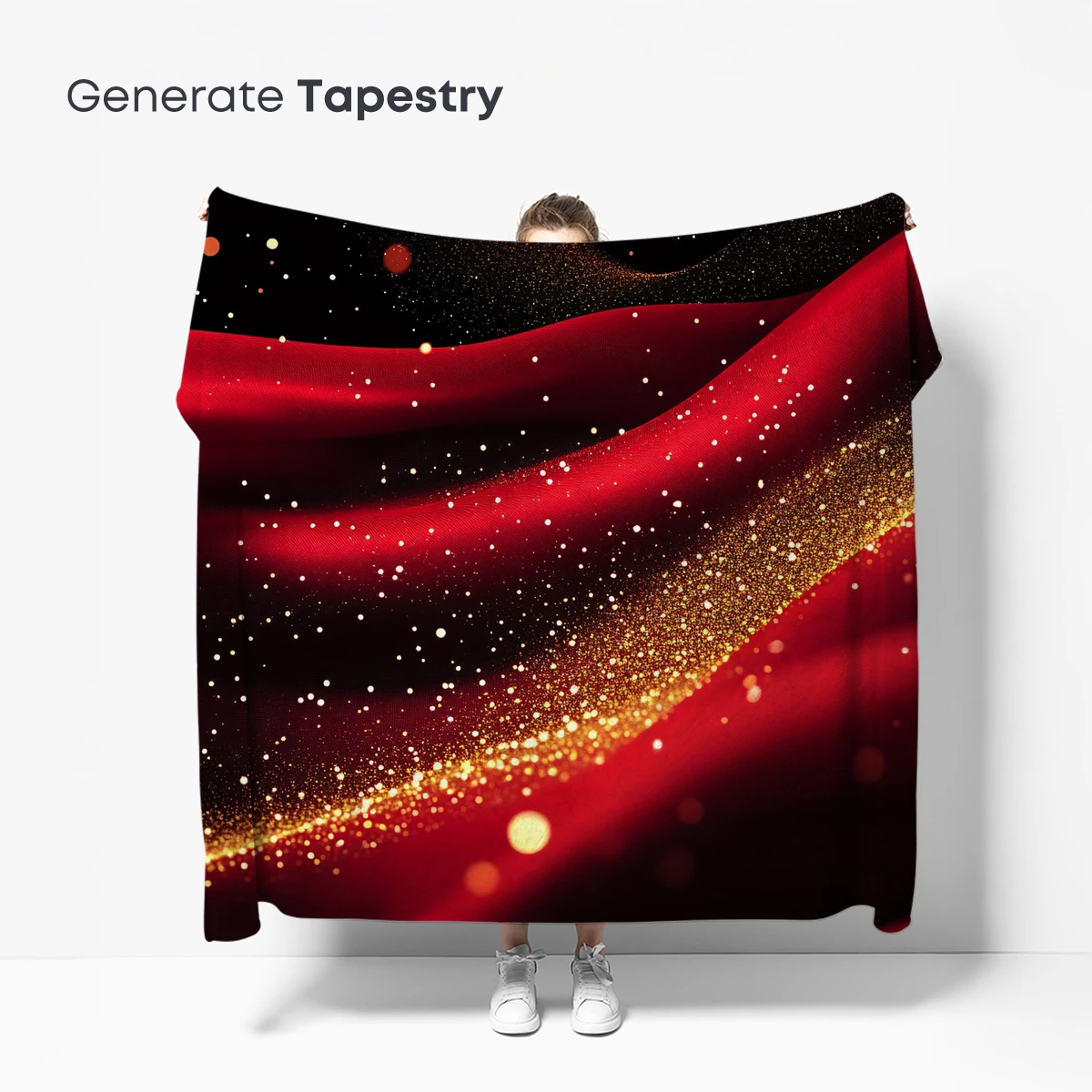 Elegant Red Silk with Golden Stardust - Image 5