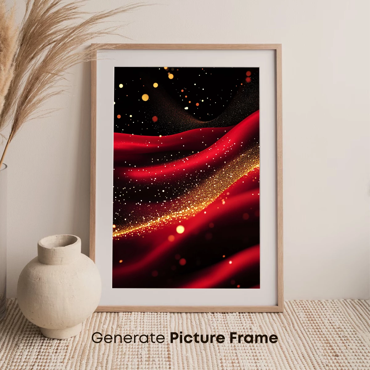 Elegant Red Silk with Golden Stardust - Image 7