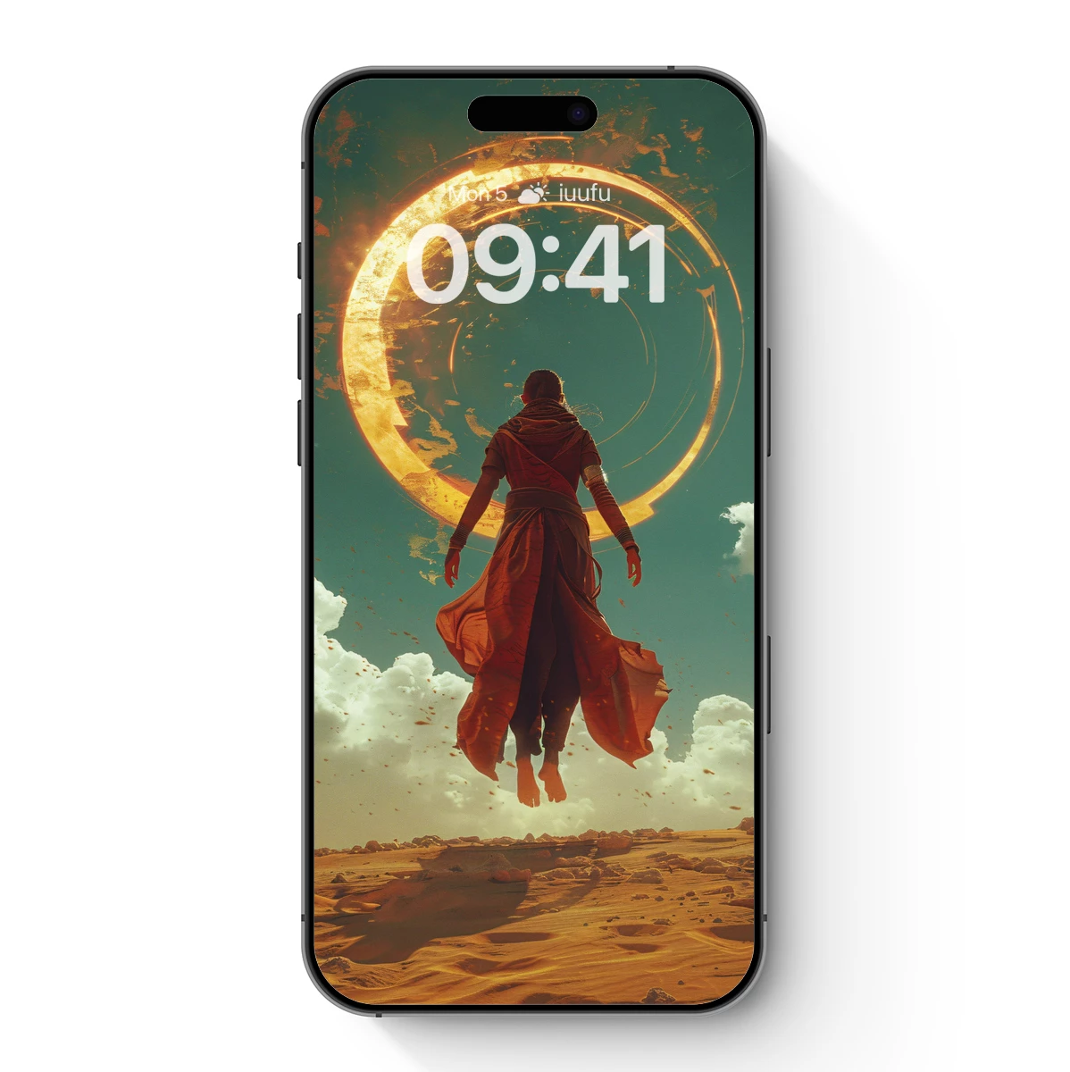 Ethereal Desert Levitation: Futuristic Wanderer