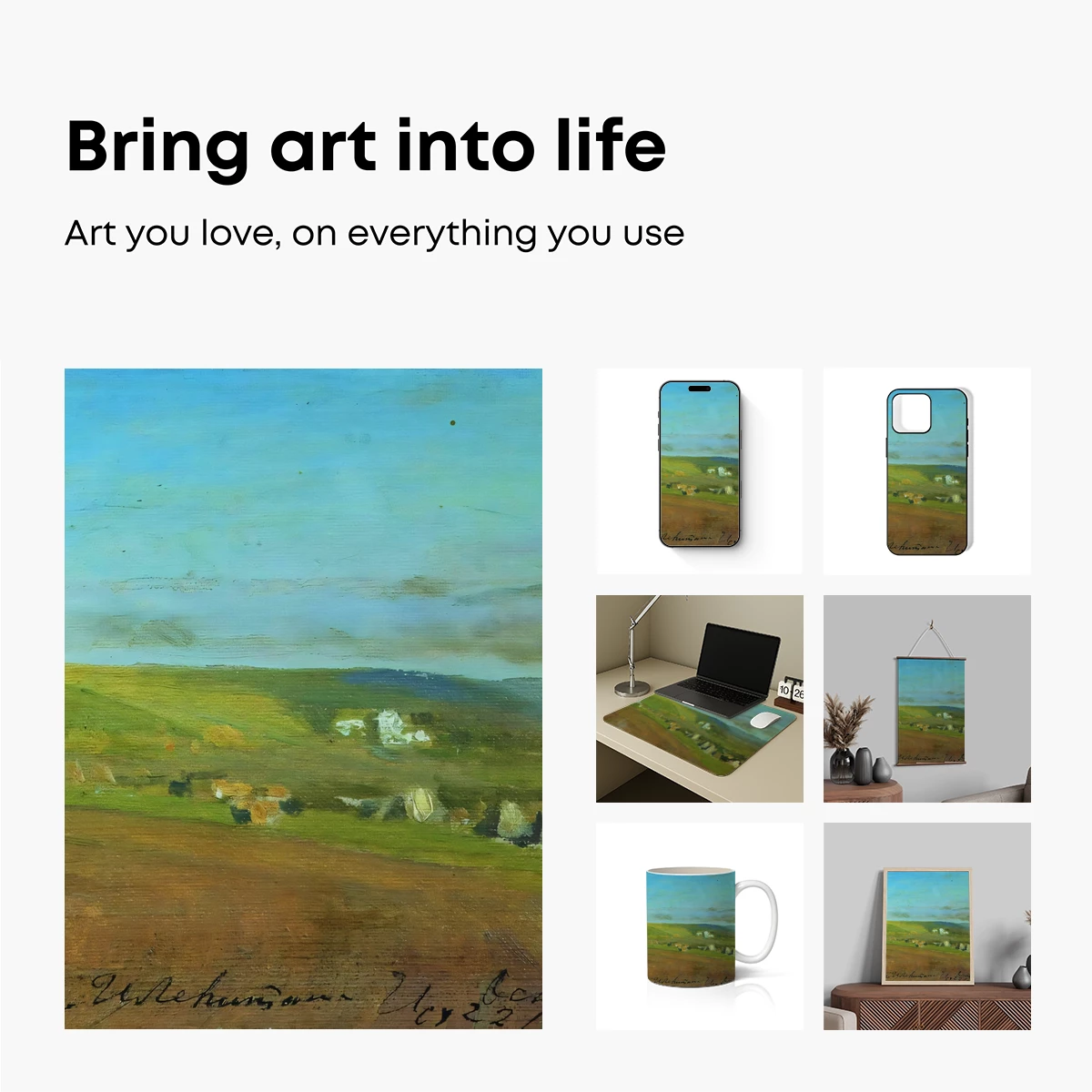 Impressionist Landscape: Rolling Hills and Serene Skies - Image 2