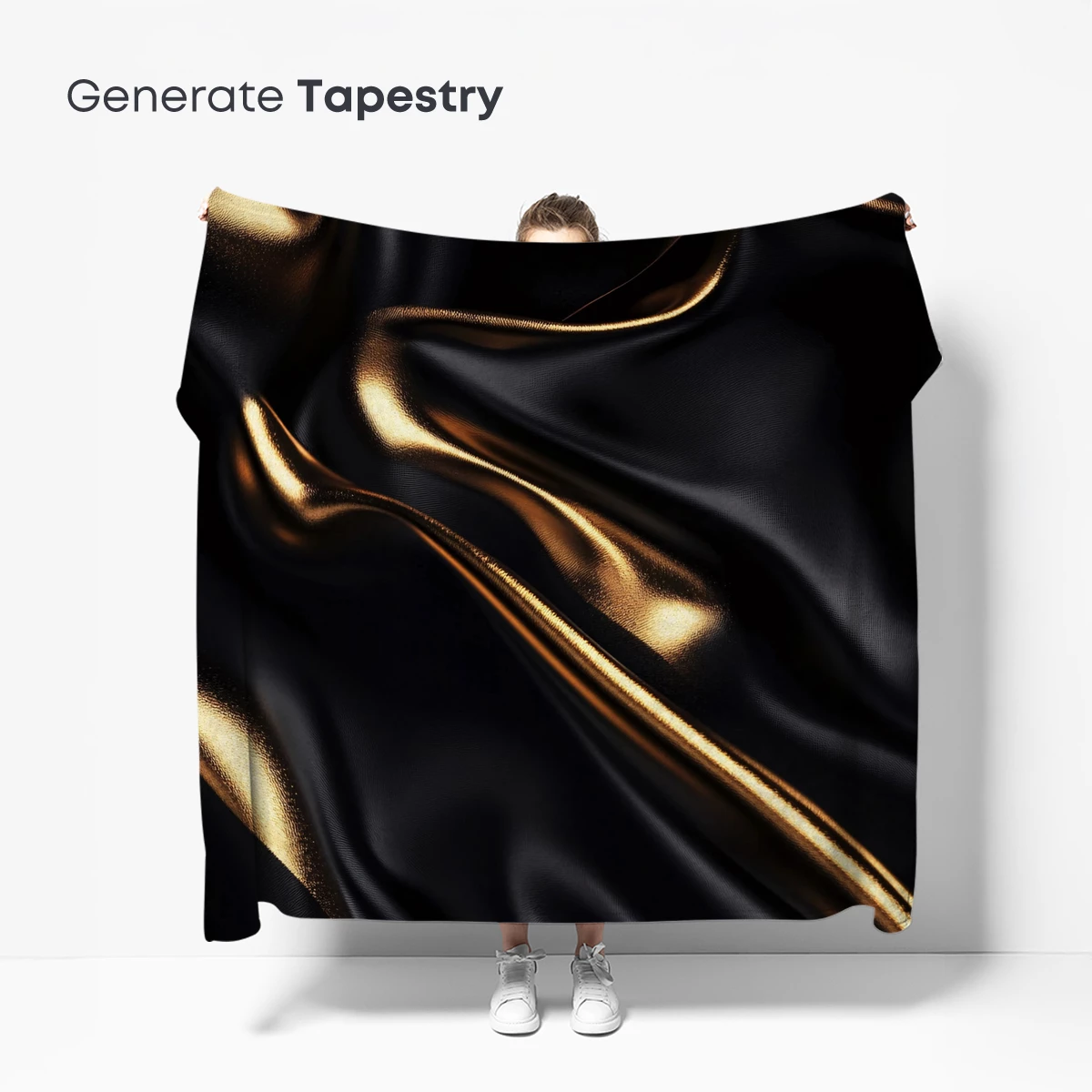 Elegant Black and Gold Silk Drapery - Image 5